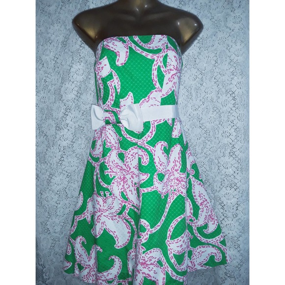 Lilly Pulitzer sz 4 AMBERLY STARFISH TWINKLE Strapless Dress EUC - Picture 2 of 8